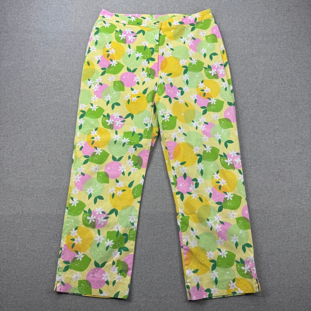 Lilly Pulitzer Women's Size 6 Citrus Lemon Lime Floral Print Pants Capri Cropped